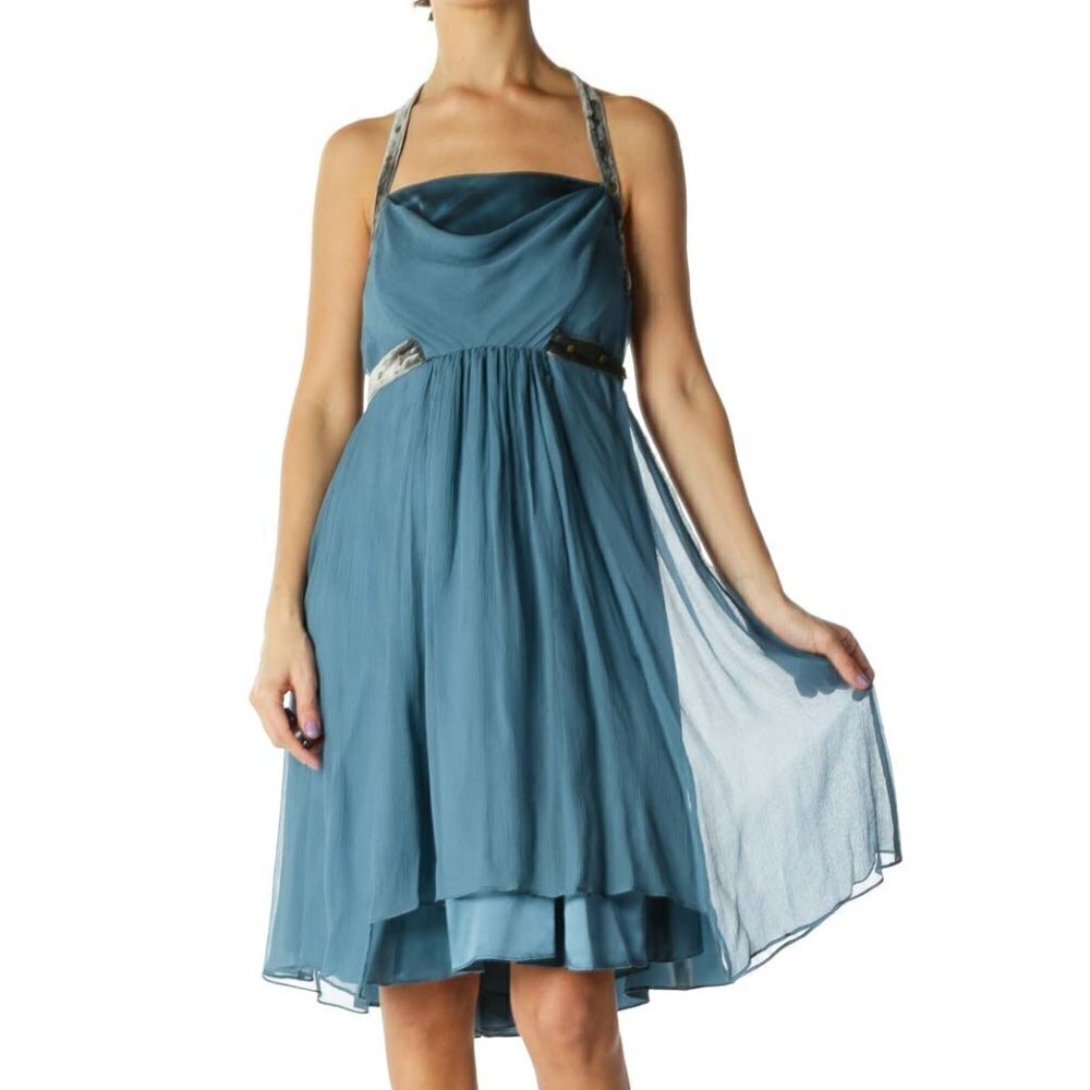 Twinkle Blue Crepe Cocktail Dress